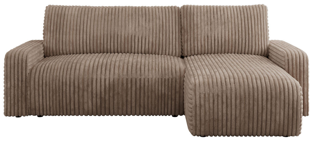 ECKSOFA ARGOS Braun Cord - Schwarz/Braun, Kunststoff/Textil (245/150cm) - MKS