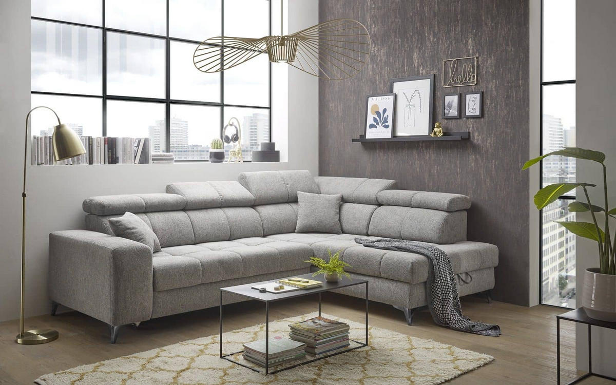 ECKSOFA mit elektrischer Wallaway-Funktion und vielseitigen Anpassungsmöglichkeiten - Taupe, Textil (198/282cm) - ed exciting design