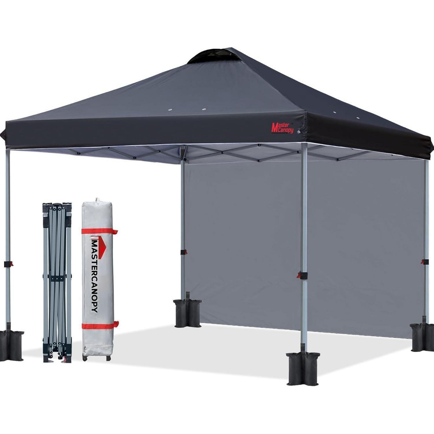 FALTPAVILLON 3 x 3 m mit Seitenwand Schwarz - Schwarz, Textil (304.8/266.7/304.8cm)