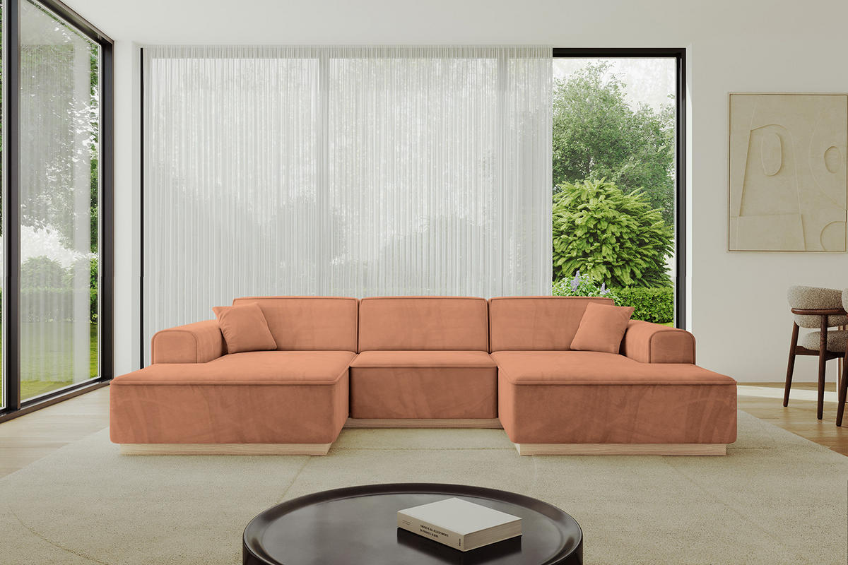 WOHNLANDSCHAFT IREA-U1 - 303x171x83 cm Koralle - Koralle, Holzwerkstoff/Textil (303/83/171cm) - ALTDECOR
