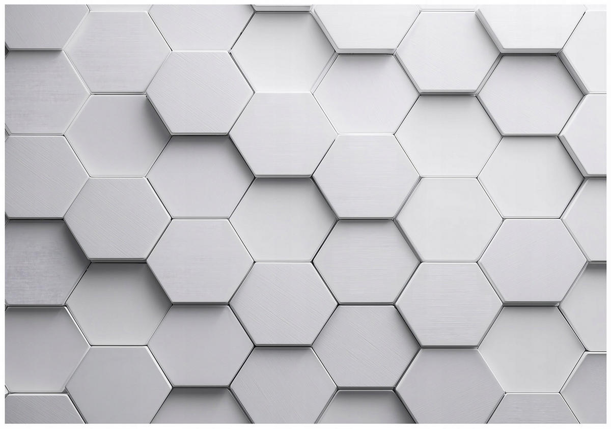 FOTOTAPETE 3D Hexagone Grau 400x280 cm - Multicolor, Papier (400/280cm) - Wallarena