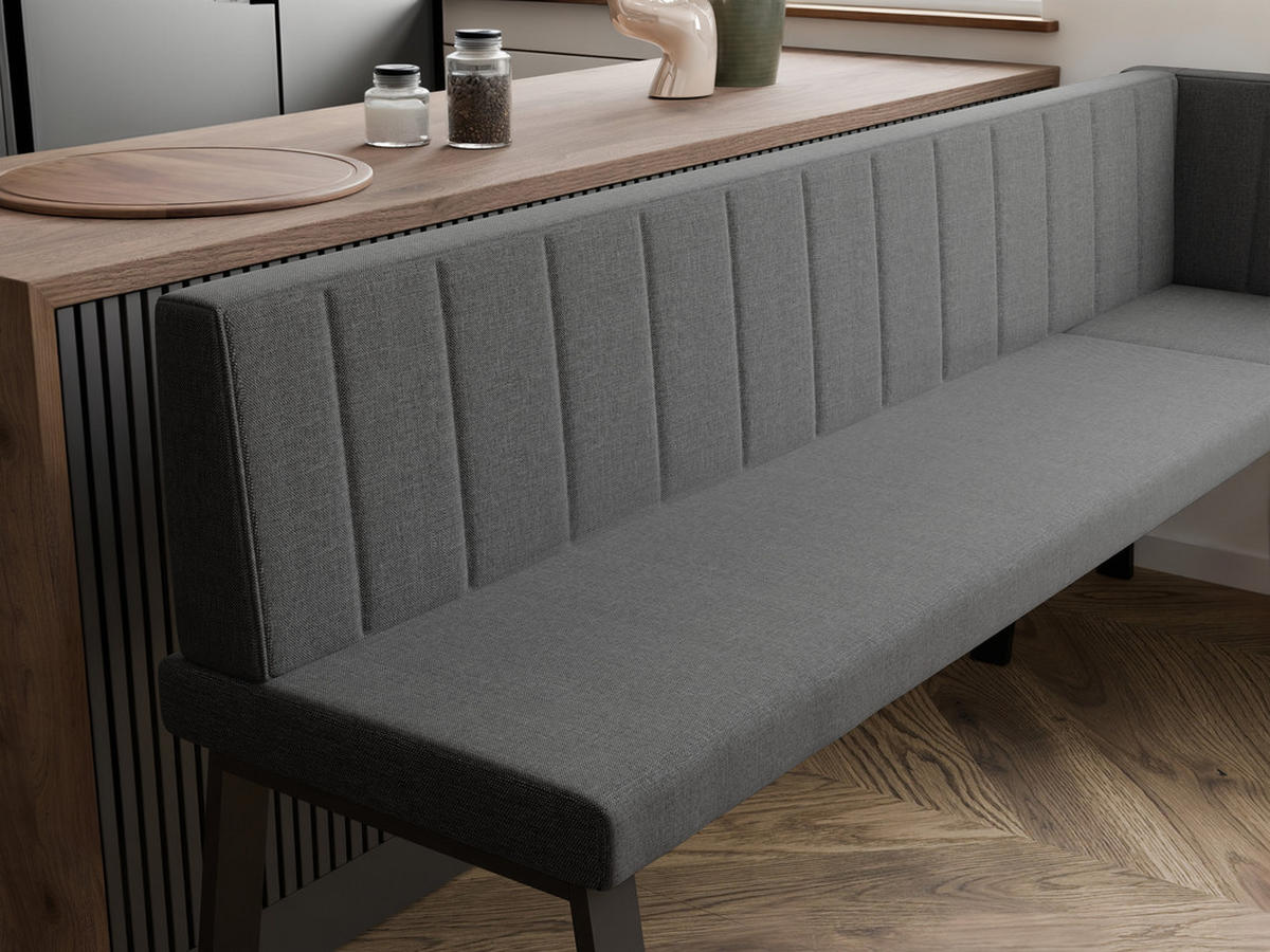 ECKBANK rechts MONO Y Webstoff gesteppt, 128/168 cm Dunkelgrau - Dunkelgrau, Textil/Metall (128/168cm) - Idohome