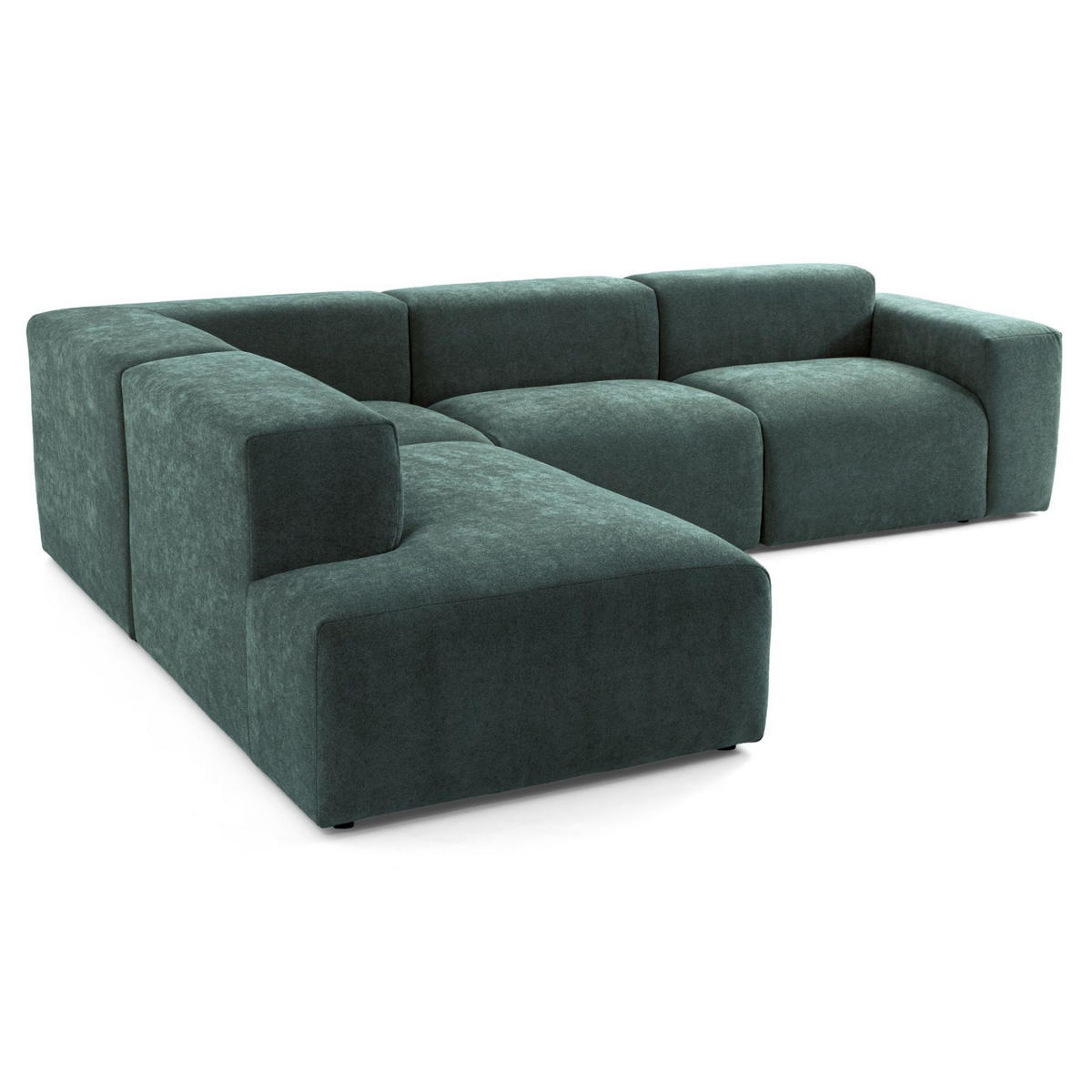 4-SITZER modulares Ecksofa HEAVEN SET 2 Links, Breite 300 cm Webstoff Dunkelgrün - Dunkelgrün/Schwarz, Holz/Kunststoff (300/245cm) - Muffo