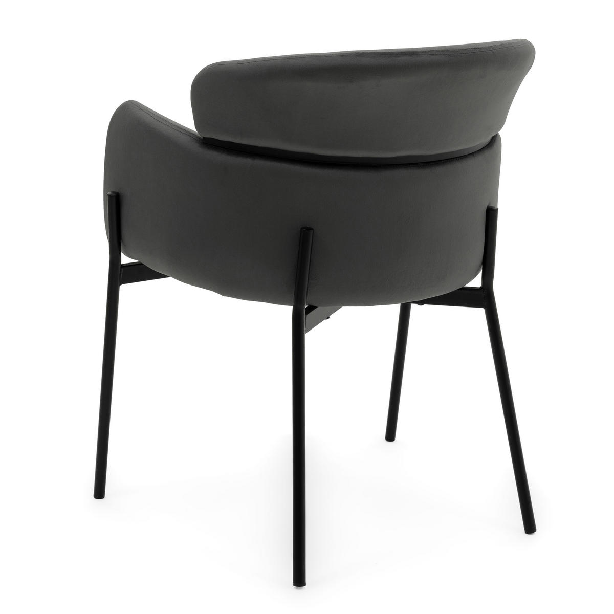 STUHL BOLZANO gepolsterter mit Steppung - grau - Samt Velour - Schwarz/Grau, Textil/Metall (62/80/61cm) - NEW HOME