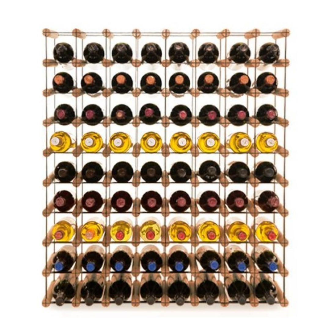 WEINREGAL Vinotega Mod Metal 92,5x82,5x24,5 cm 8x9 Flaschen Massives Kiefernholz Braun Geölt - Braun, Holz (82.5/92.5/24.5cm) - PROREGAL