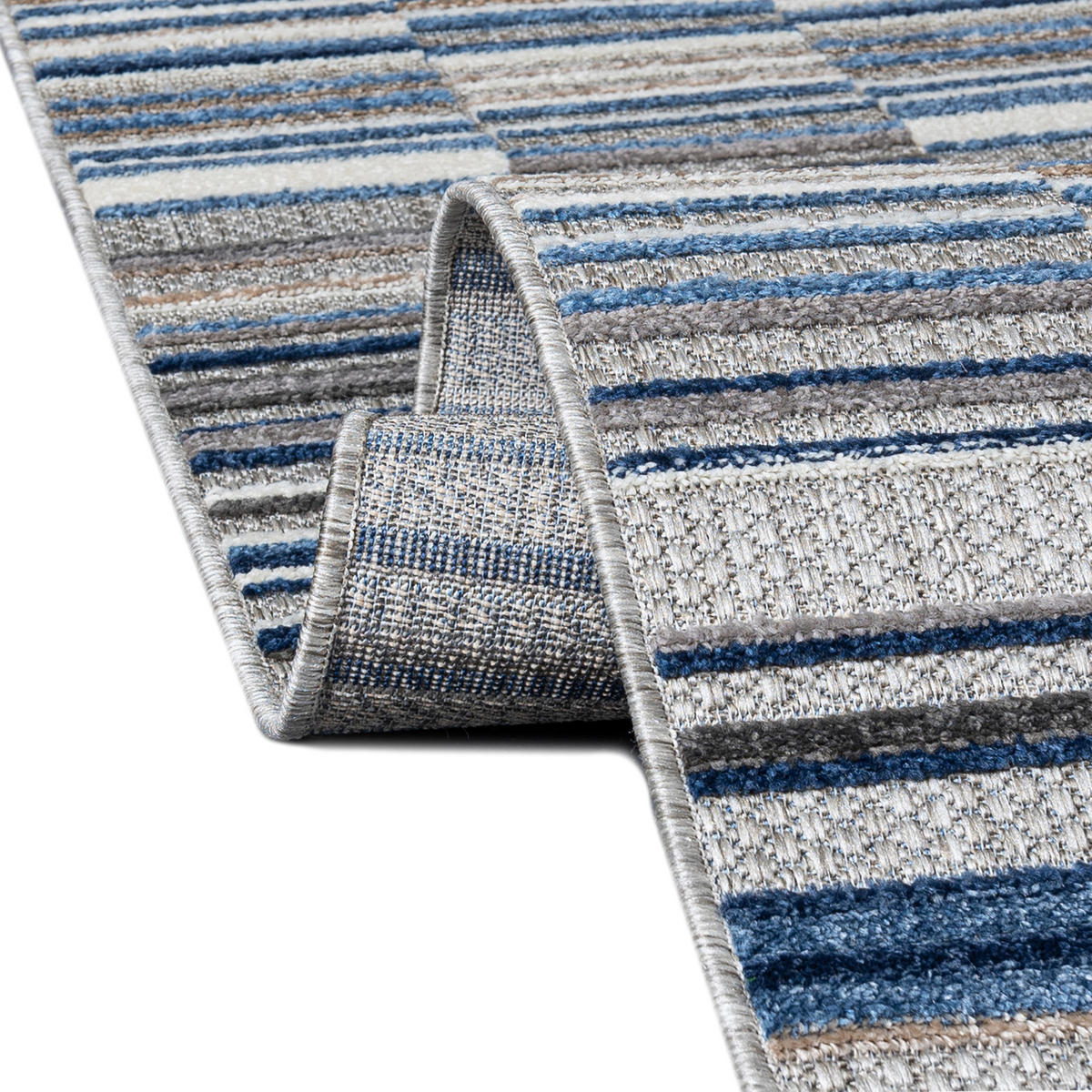 TEPPICH In-Outdoor Blau Abstract, Kühlergrill - Kurzflor Rechteckig Grau - 80 x 150 cm - Blau, Textil (80/150cm) - Mazovia