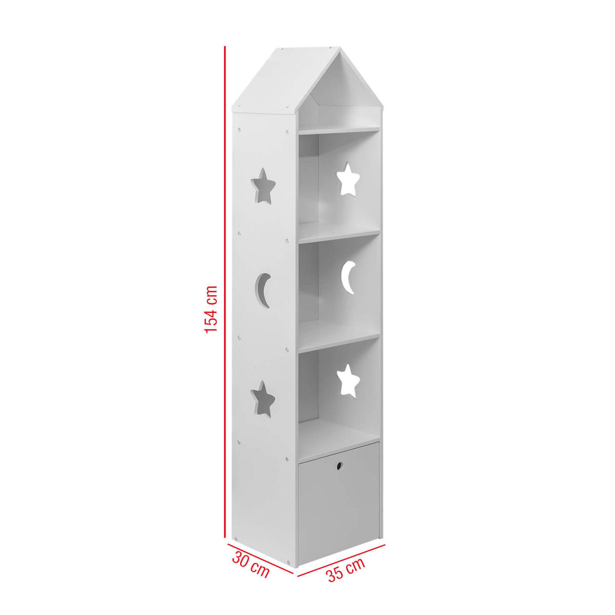 KINDERBUCHREGAL Weiß 30/35/154 cm - Weiß, Holzwerkstoff (30/154/35cm) - Mobili Rebecca