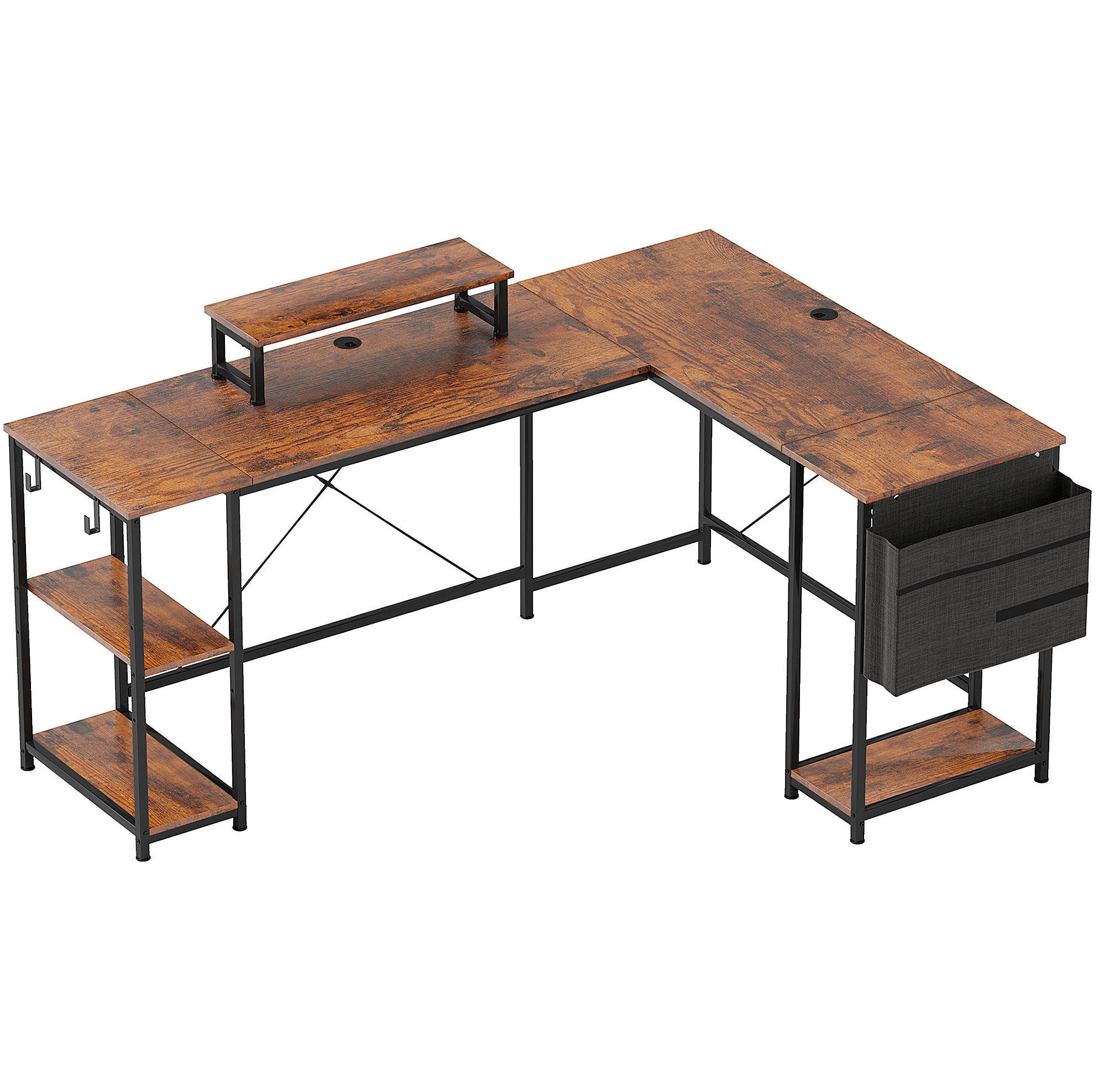 SCHREIBTISCH L-förmig oder gerade 168/240 cm Holz Braun - Braun, Holz (168/120/90cm) - Meubliv