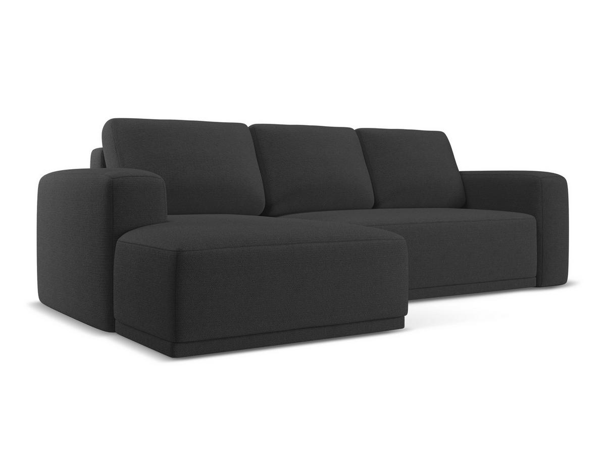 ECKSOFA mit Schlaffunktion Chenille Stoff Schwarz - Anthrazit/Schwarz, Kunststoff/Textil (160/258cm) - Makamii