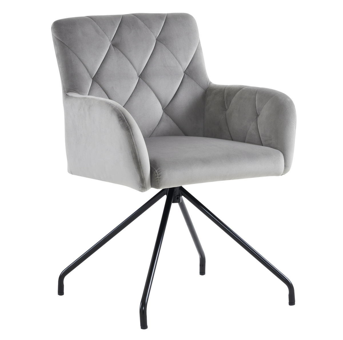 STUHL 2er-Set gepolstert mit Armlehnen Samt Light Grey - Hellgrau, Metall (49/85/49cm) - Meubliv