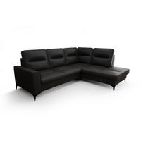 ECKSOFA KONGO RBN14, Eckcouch in L-Form mit Schlaffunktion, Farbe: Schwarz, Kunstleder, Ottomane Rechts - Schwarz, Textil (260/200cm) - O-Sofa