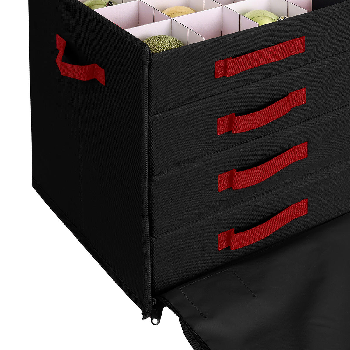 WEIHNACHTSKUGEL-AUFBEWAHRUNGSBOX - Schwarz, Wellpappe/Textil (36.5/40/36.5cm) - Relaxdays