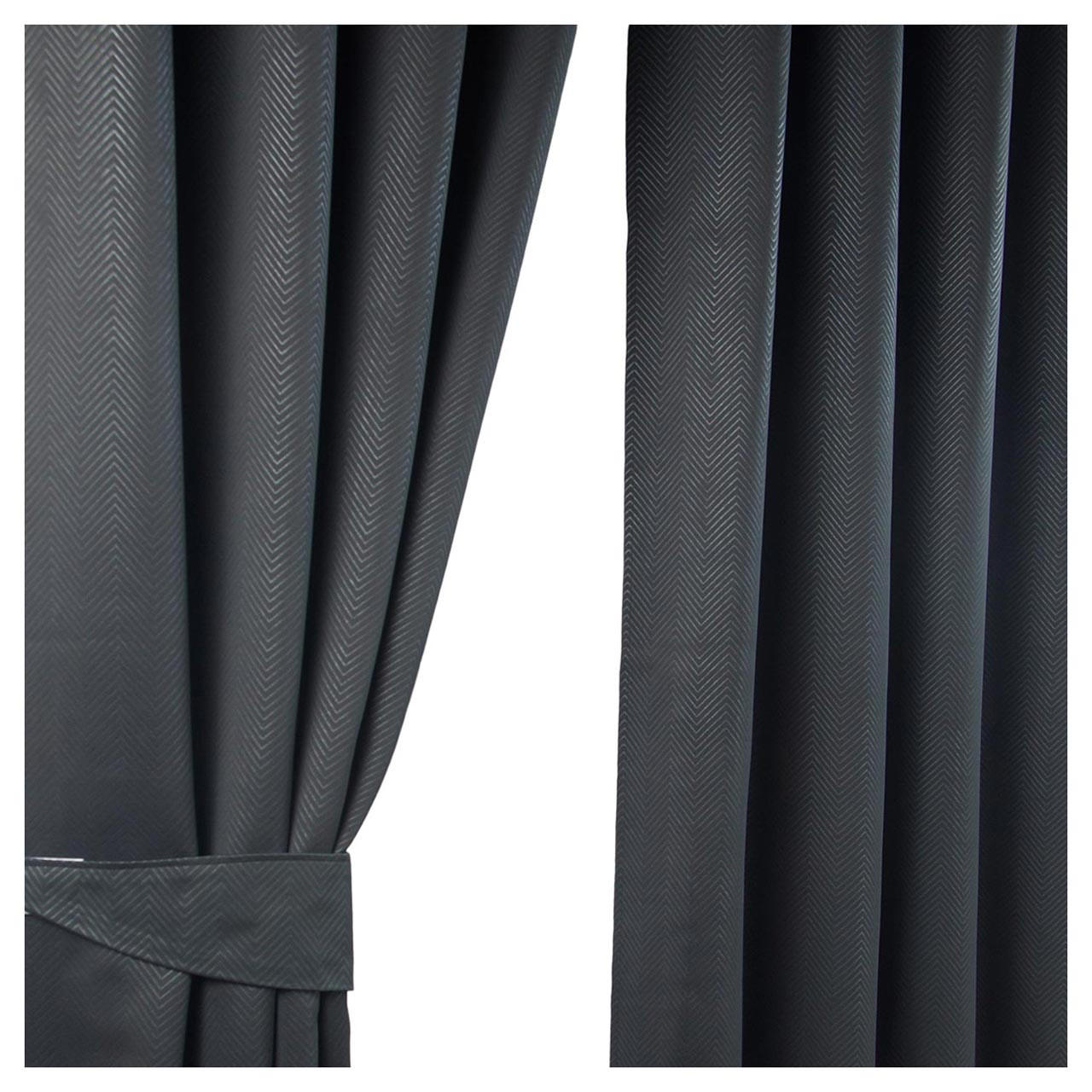 VERDUNKELUNGSVORHÄNGE Fischgrät mit Thermo-Funktion, Ösen 167/228 cm - Schwarz, Textil (167/228cm) - Homescapes