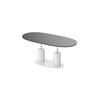 COUCHTISCH Grau Weiß Hochglanz oval ausziehbar höhenverstellbar - Weiß Hochglanz/Grau, Holzwerkstoff (80/130/54cm) - designimpex