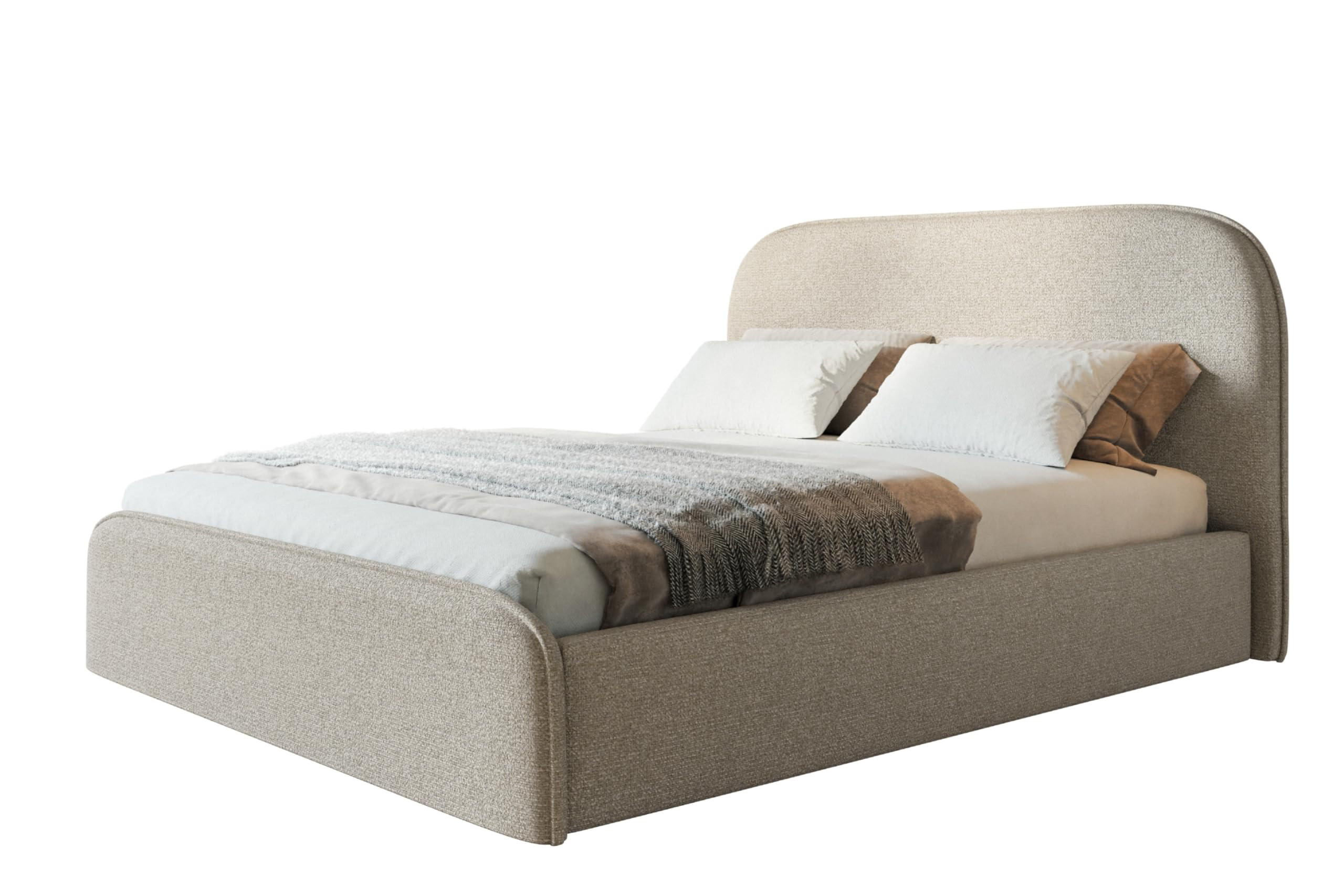 BETT 160x200 - Polsterbett mit Bettkasten und Holzrahmen - Modern Betten - Eleganter Puente-Stoff - Kollektion Vienna - Beige - Beige, Holz/Textil (160/200cm) - Alpi-Möbel