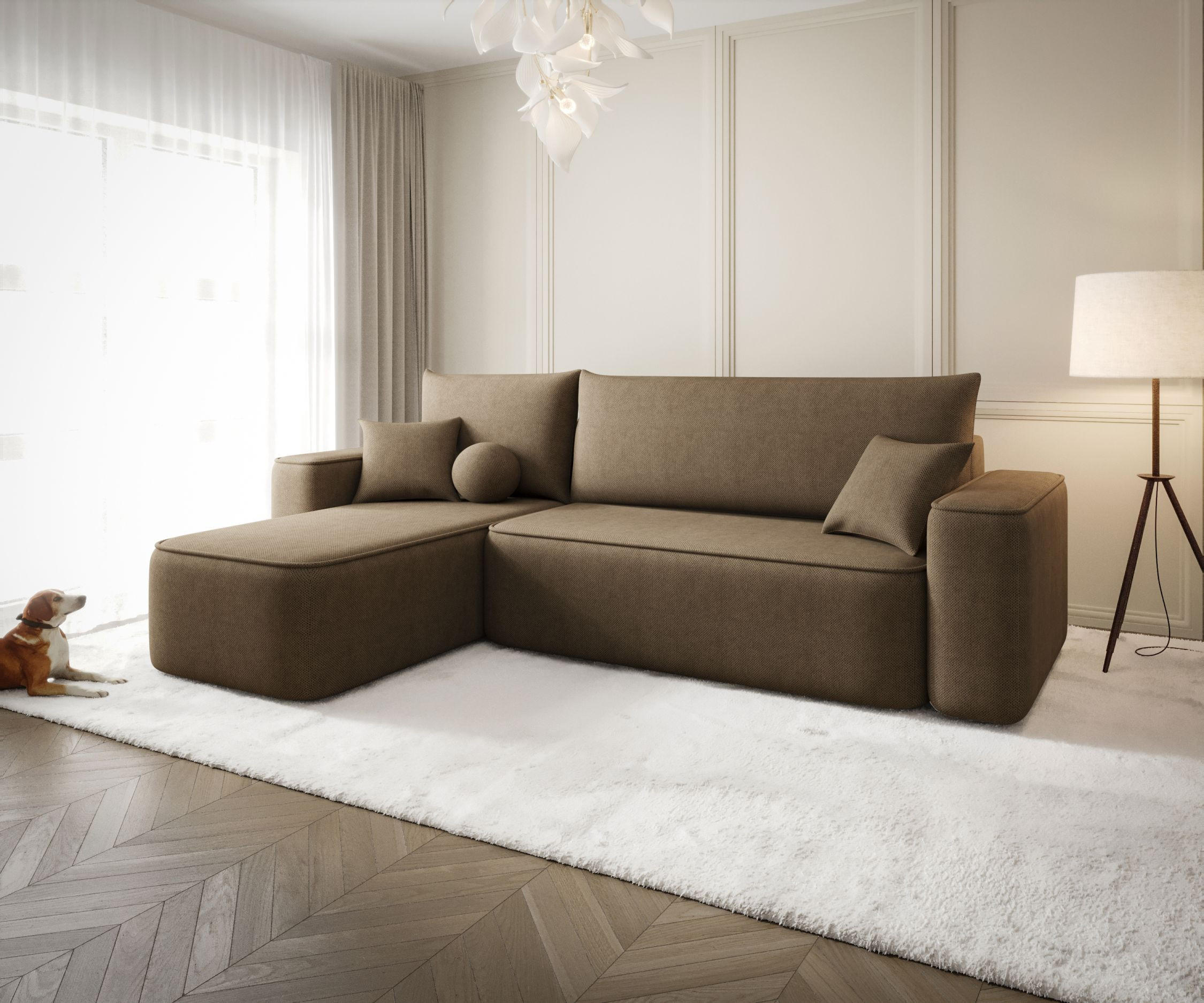 ECKSOFA mit Schlaffunktion SENNO Curio 20 Links - Braun, Textil (250/150cm) - Bedante