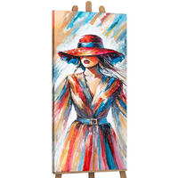 GEMÄLDE Dame mit Hut auf Keilrahmen 115x50 cm - Multicolor, Holz (115/50cm) - YS-art gallery