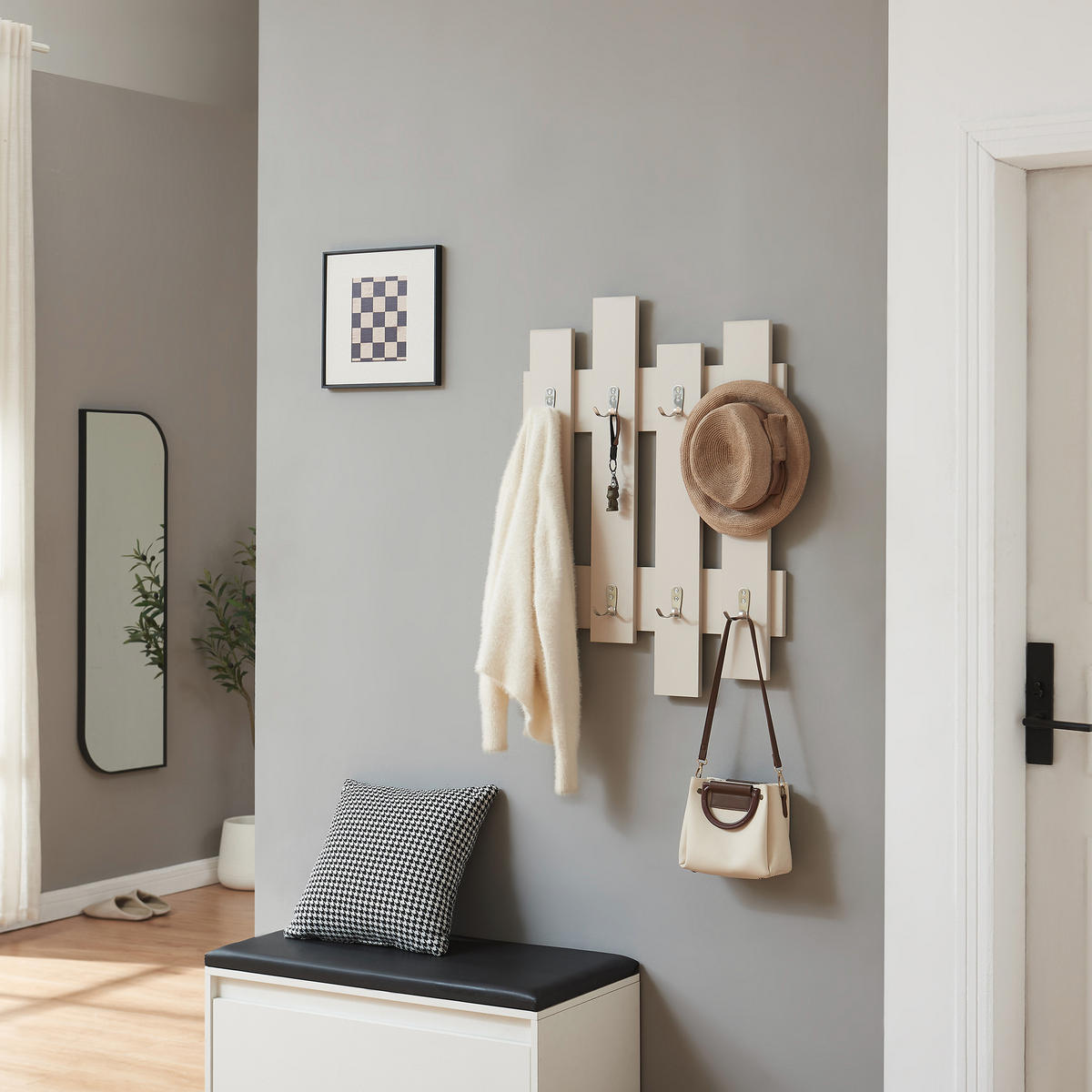 WANDGARDEROBE Raseborg - Beige, Holzwerkstoff (60/80/3cm) - [en.casa]