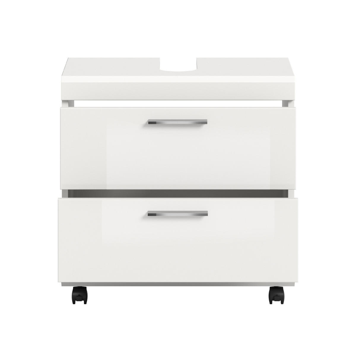 WASCHBECKENUNTERSCHRANK AUF ROLLEN Scout weiß hochglanz 60/34/60 cm - Weiß, Holzwerkstoff (60/60/34cm) - Xonox