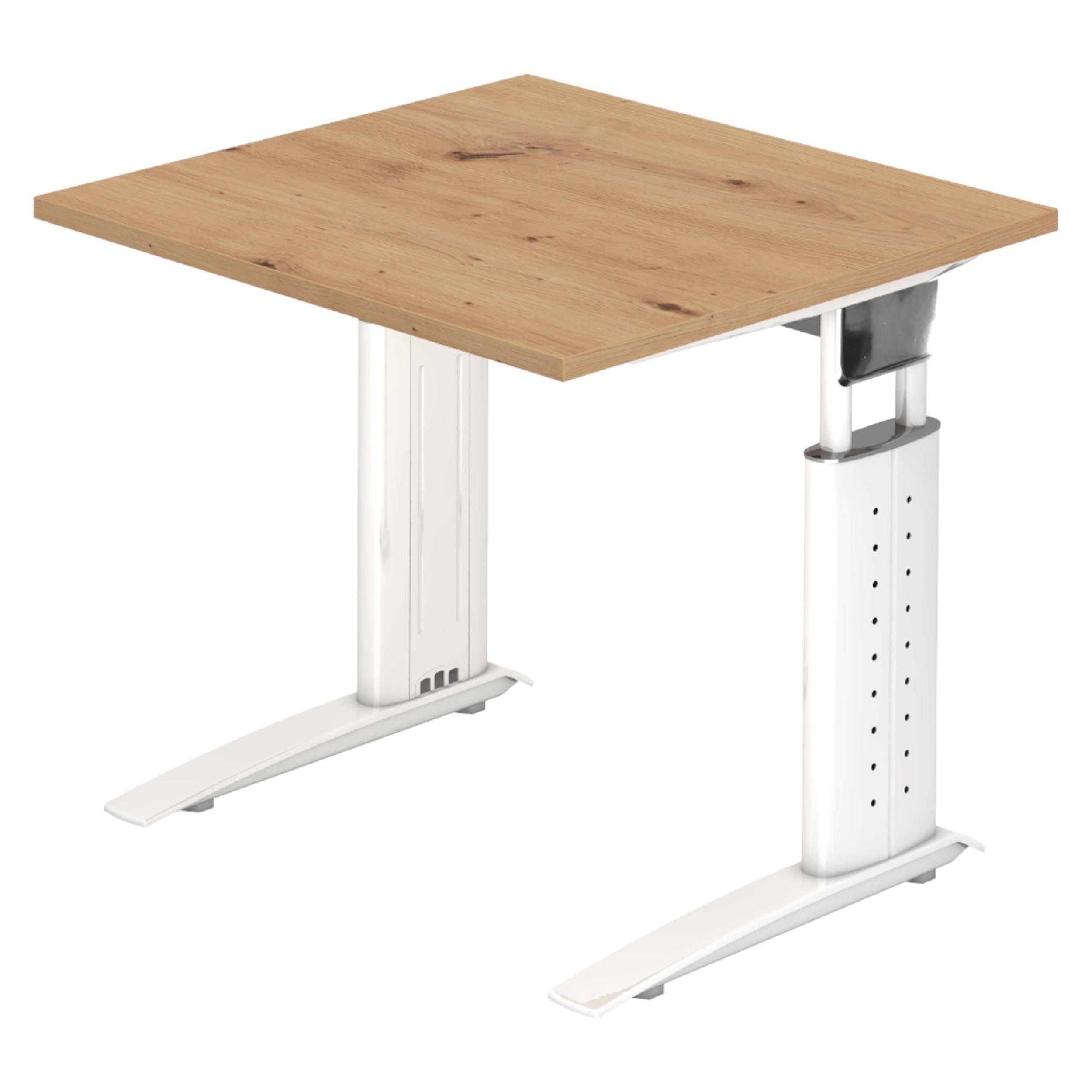 SCHREIBTISCH Serie-U 80/80/74 cm in Wildeiche/Weiß - Wildeiche/Weiß, Holzwerkstoff (80/80/74cm) - bümö