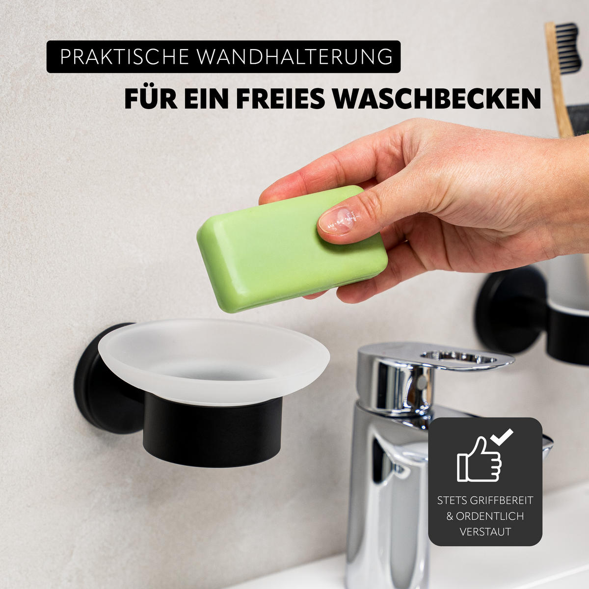 SEIFENSCHALE PIAZZA BLACK, Glas und Edelstahl, schwarz - Schwarz, Metall (11/6.5/13cm) - bremermann