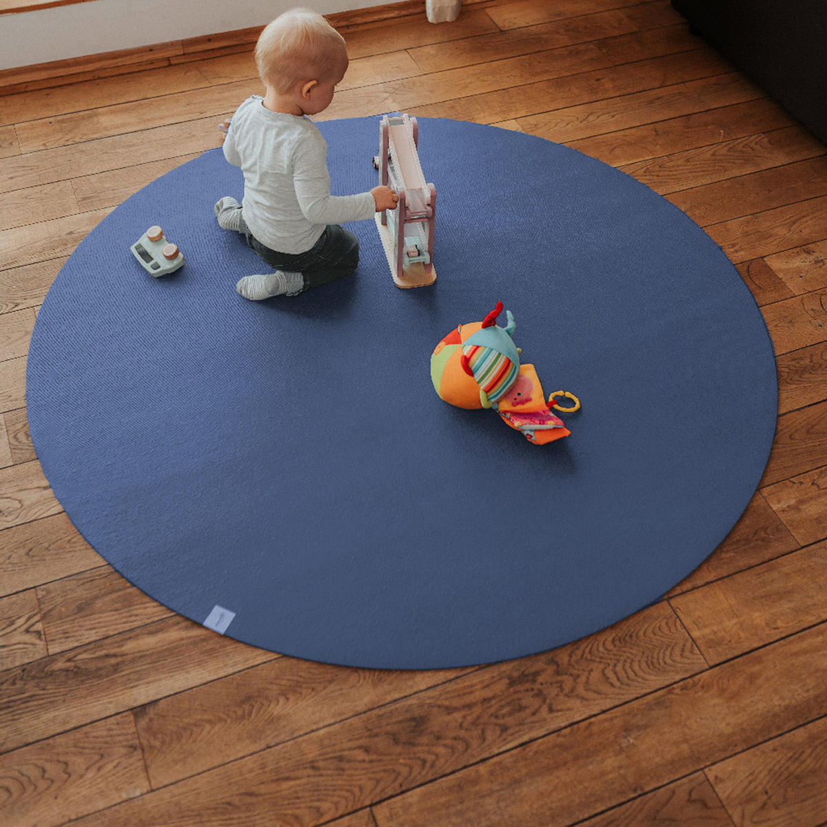 KRABBELMATTE Rund 160cm Blau - Blau, Textil (160/160cm) - Sanosoft