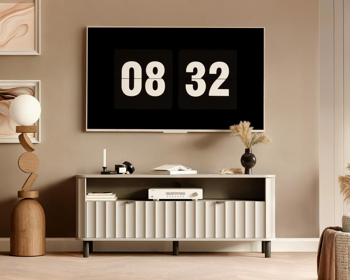 TV-LOWBOARD VITA stehend, 137 cm Lehmgrau - Grau, Holzwerkstoff/Metall (137/57/40.5cm) - Idohome