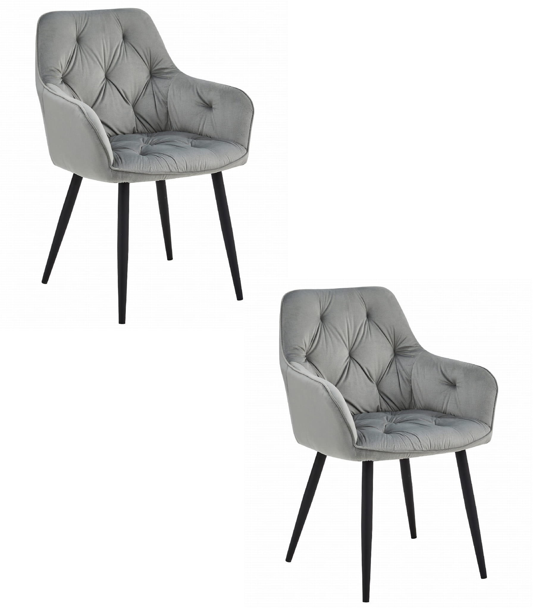 ESSZIMMERSTUHL 2-er Set LUKK silbergrauer Sitz, schwarze Beine - Silberfarben/Schwarz, Textil (56/83.5/62cm) - Valora