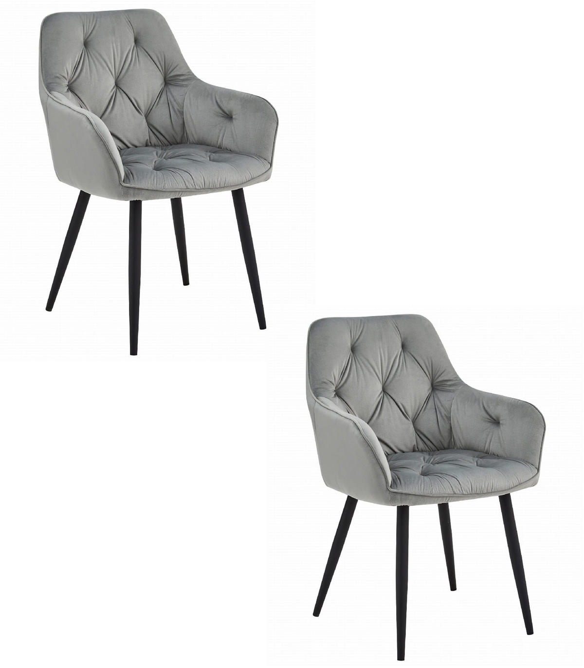 ESSZIMMERSTUHL 2-er Set LUKK silbergrauer Sitz, schwarze Beine - Silberfarben/Schwarz, Textil (56/83.5/62cm) - Valora