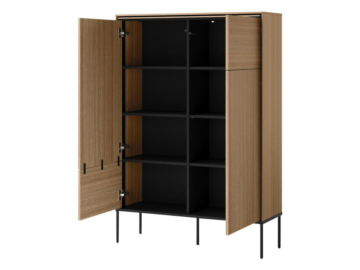 KOMMODE Visso 2D VI-02 - Eichefarben/Schwarz, Holzwerkstoff/Metall (98/142/34cm) - MIRJAN24