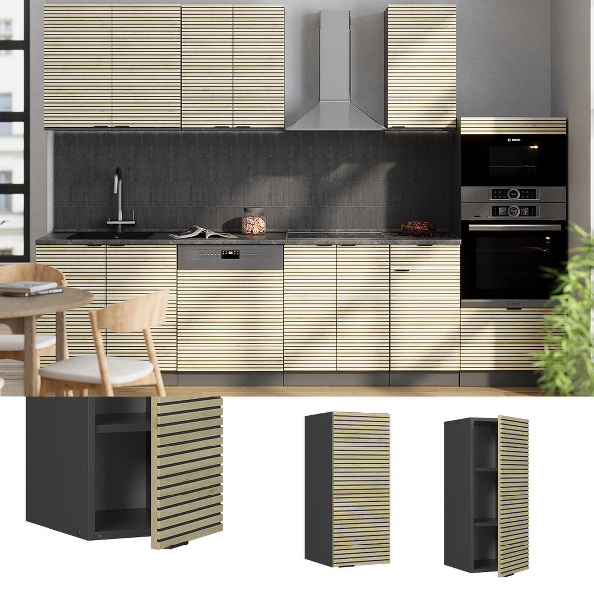 VĚŠÁK NA STĚNU Fame-Line Dubový panel - antracitová/barva dubu, kompozitní dřevo (30/72/34.1cm) - Vicco