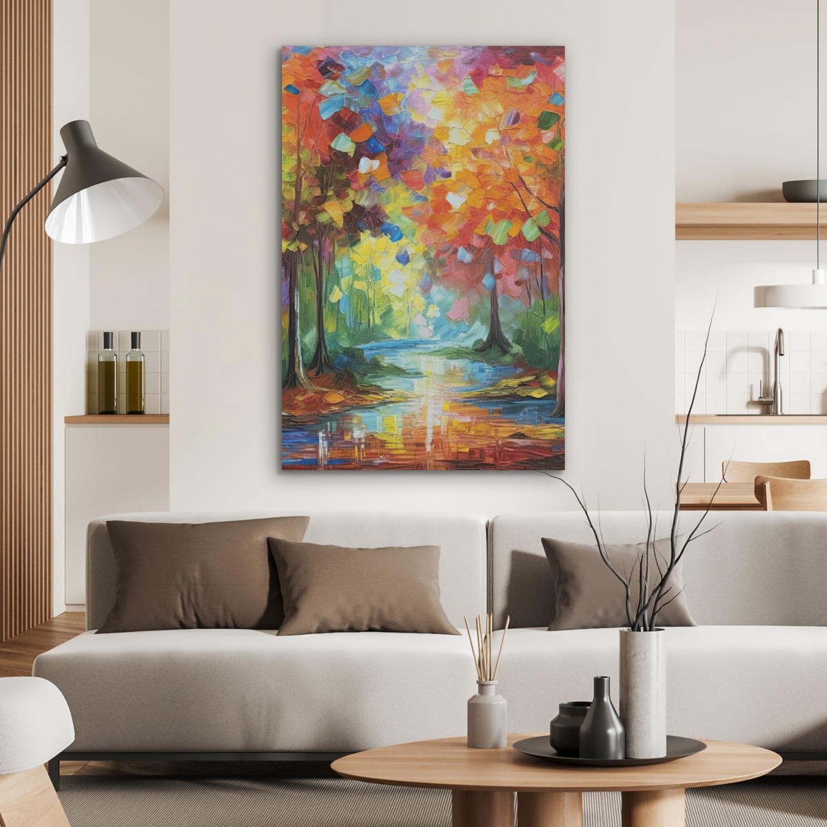 AKUSTIKBILD Landschaft - Wald - Farben - Natur Wanddeko 60x90 cm - Multicolor, Kunststoff (60/90/0.9cm) - MuchoWow