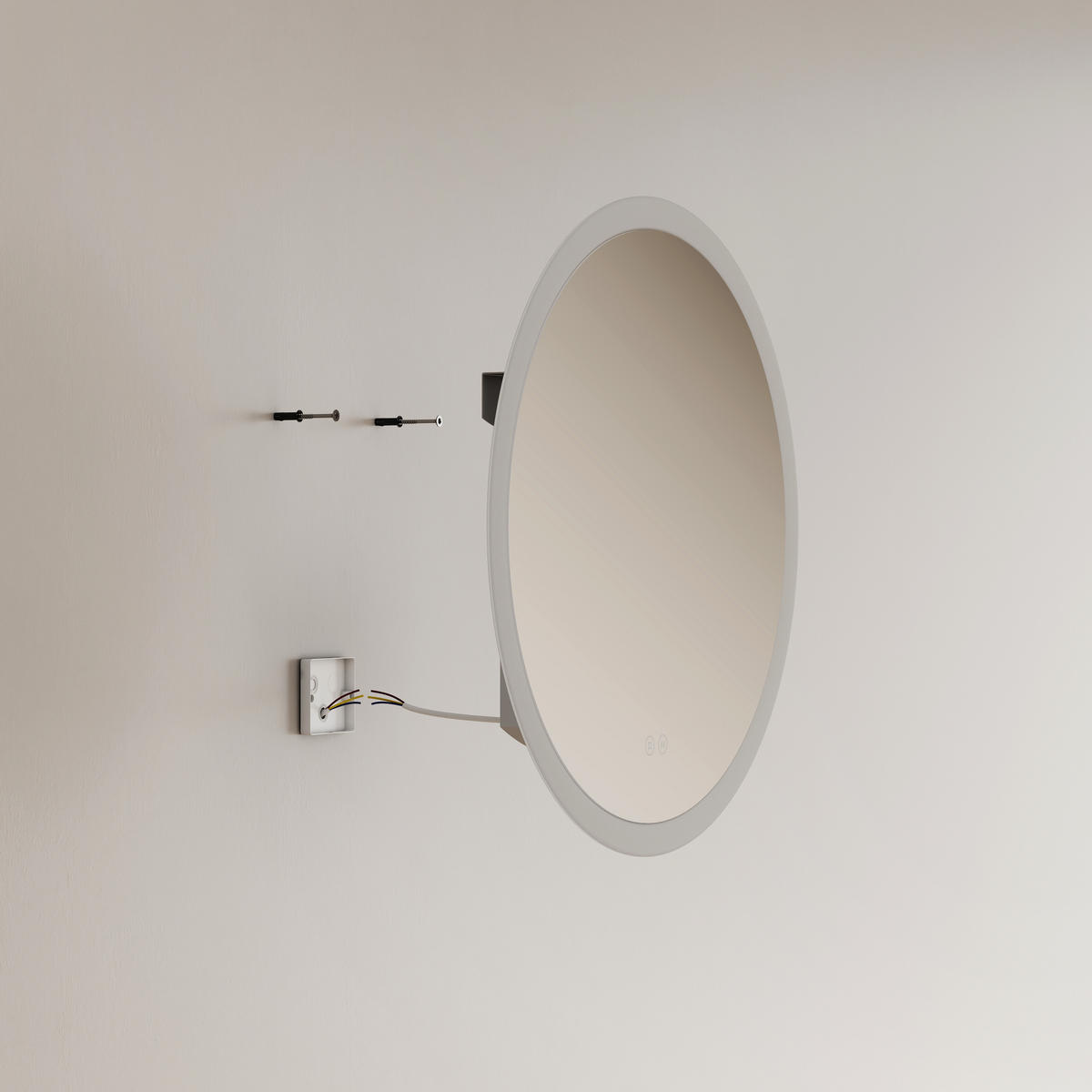 BADSPIEGEL Rund mit LED-Beleuchtung Lichtrand, 3 Lichtfarben, beschlagfrei, Ø 70 cm - Transparent, Glas (70/70/3.5cm) - EMKE