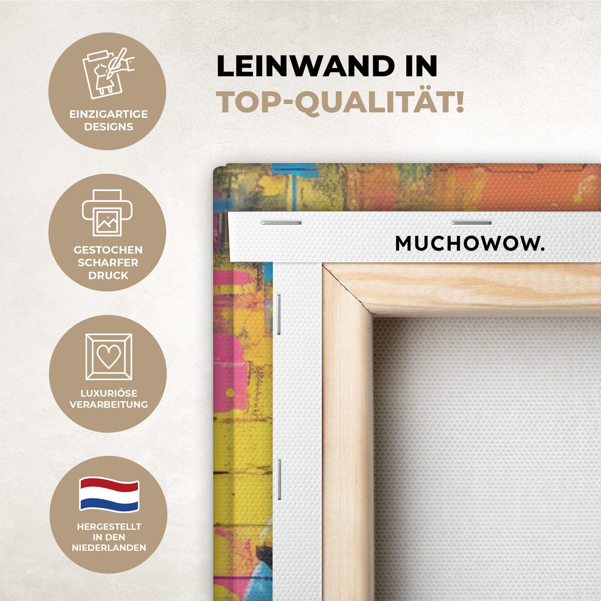 LEINWANDBILD Graffiti - Schimpanse - Straßenkunst - Kopfhörer - Affe Wanddeko Schlafzimmer 60x90 cm - Blau, Textil (60/90cm) - MuchoWow