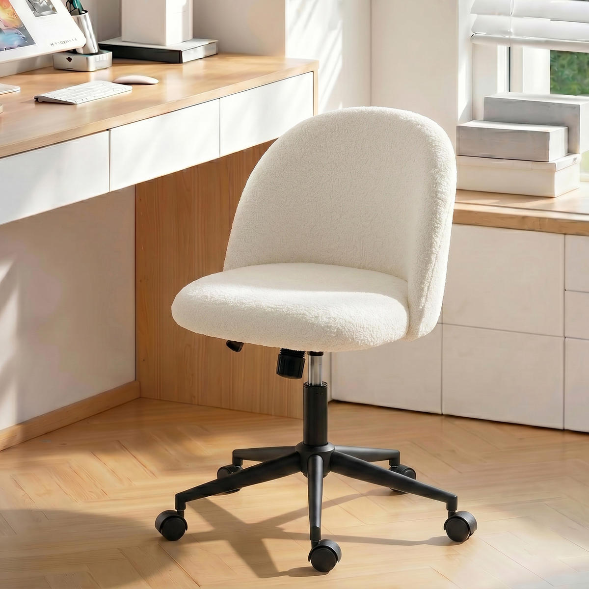 BÜROSTUHL Creme 59.0/52.0/84.5 cm - Creme, Textil (52/84.5/59cm)