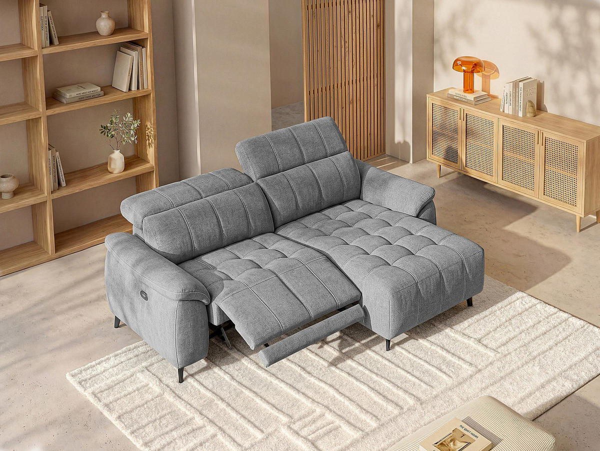 RELAXSOFA - 4 Personen - Stoff, Stoff - Grau - - Grau, Textil (230/79/169cm) - Vente-Unique
