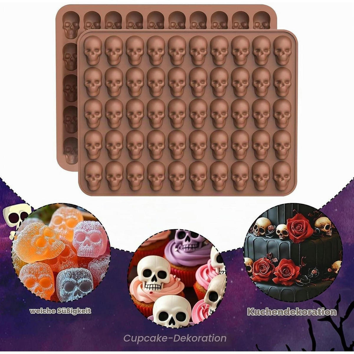 SILIKONFORM Set Halloween 3-teilig Totenkopf Finger - Multicolor, Kunststoff