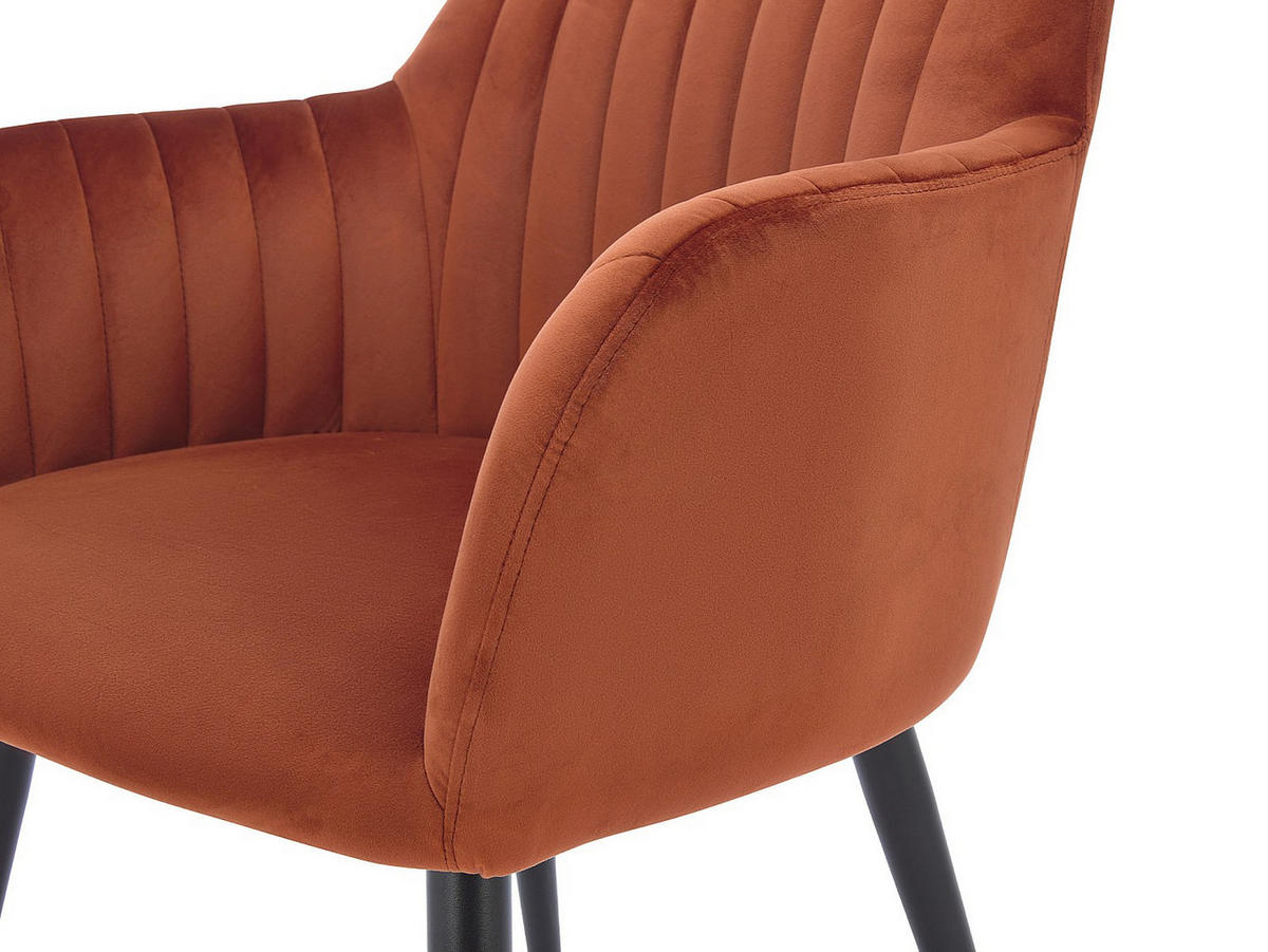 STUHL - 58 cm x 59 cm - Samt, Stoff - Terracotta ELEANA - Terracotta, Textil (58/82/59cm) - Vente-Unique
