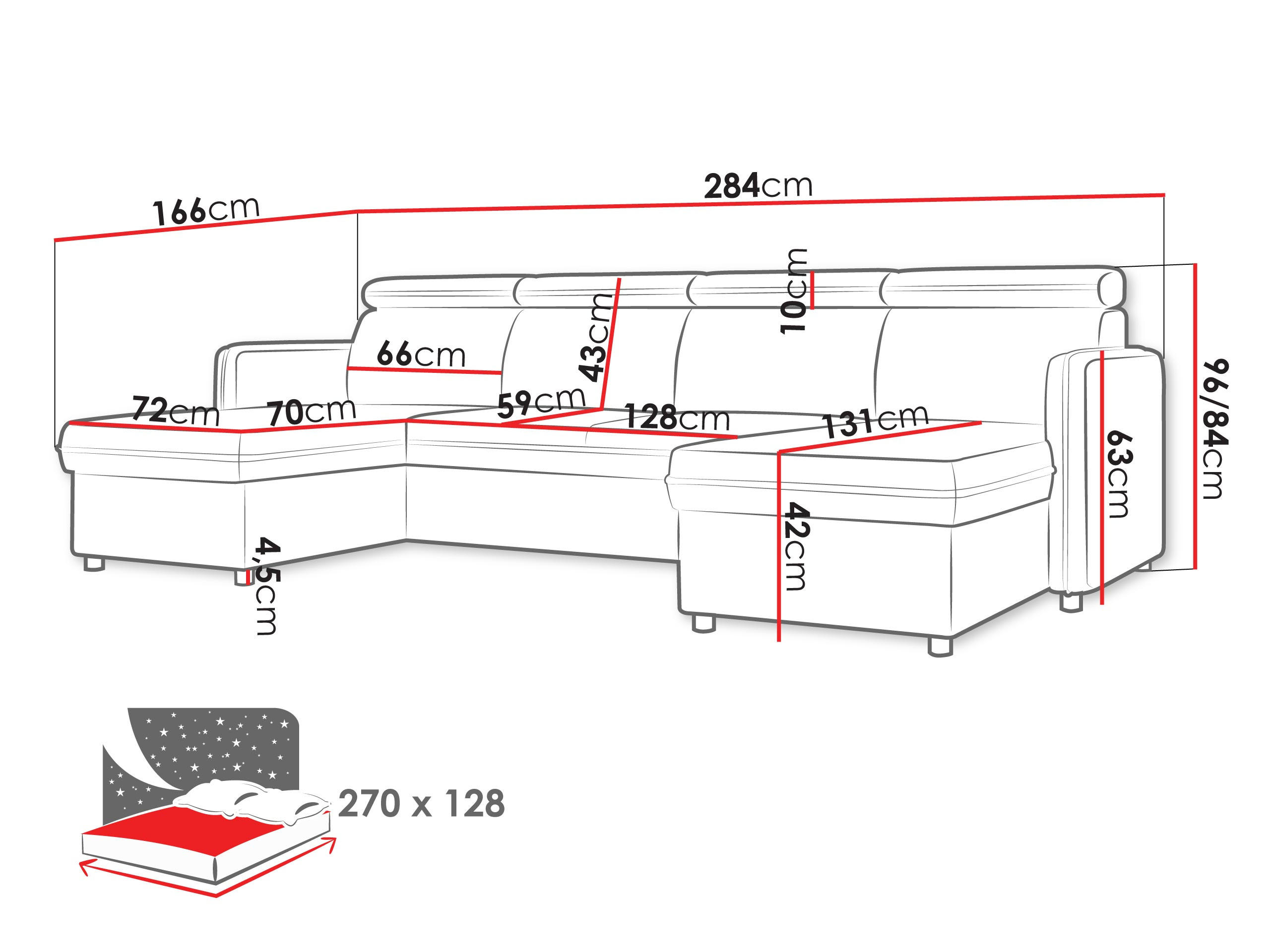 Thumbnail - Mirjan24 Wohnlandschaft, Braun, Textil, 6-Sitzer, 284x84x166 cm, Wohnzimmer, Sofas & Couches, Wohnlandschaften, Wohnland...