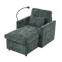 SCHLAFSOFA in Smaragdgrün aus Chenille mit Handyhalterung & Stauraum - Grün, Textil (84.5/87/125cm) - Urban Meuble