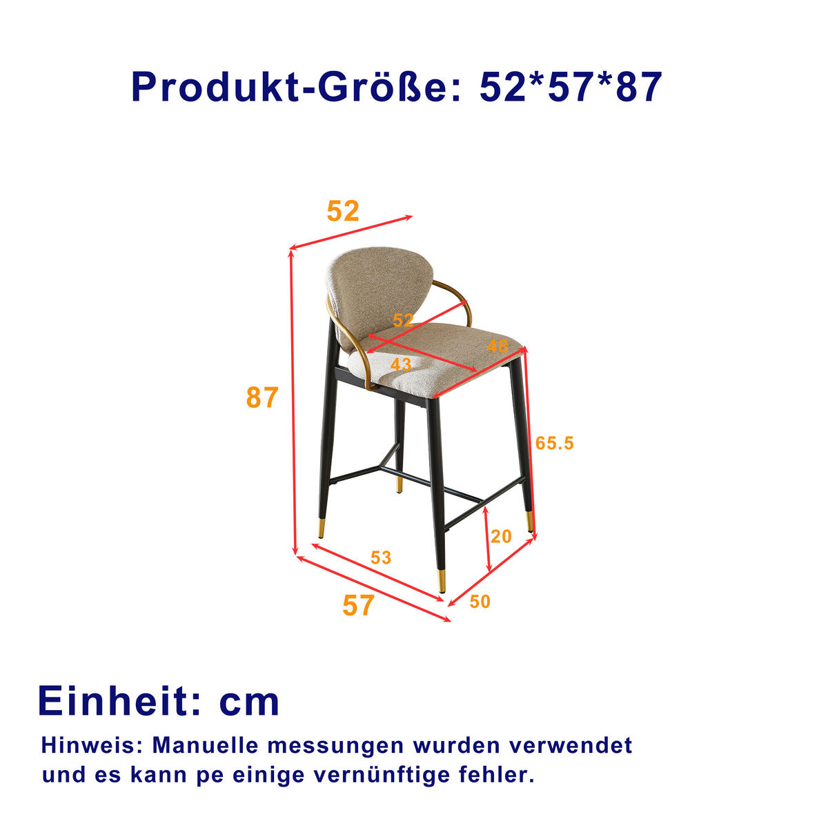 BARHOCKER 2er-Set Hellbraun mit Chenille-Bezug, Rückenlehne und Fußstütze - Hellbraun, Textil (52/87/57cm) - PANGIVO