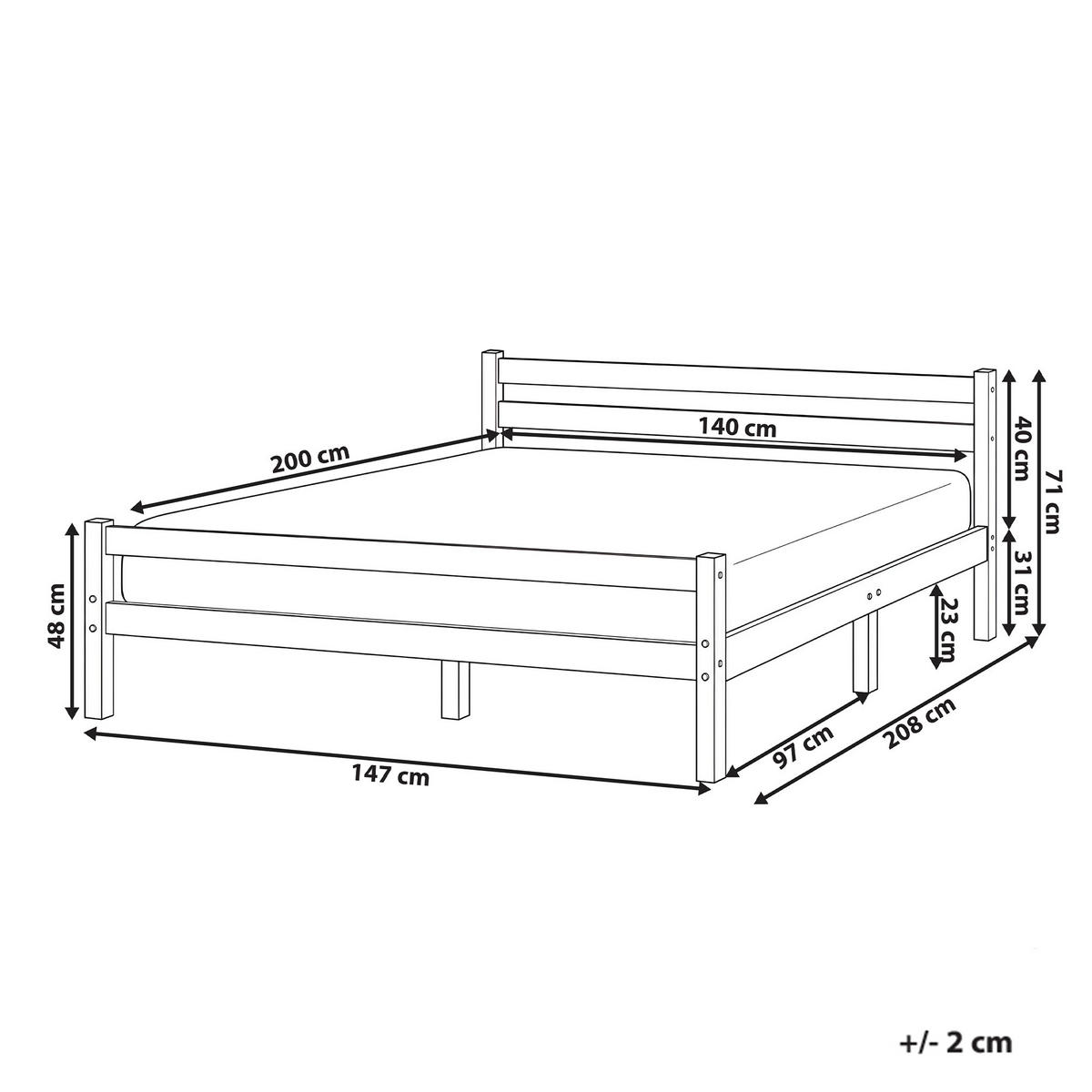 POSTEL s roštem 140/200 cm Borovicové dřevo Světle hnědá Echallon - hnědá/světle hnědá, dřevo (140/200cm) - Beliani