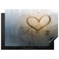 HERDABDECKPLATTE Herz - Kondenswasser - Wasser - 3D Herdabdeckung Induktionsfeld 75x52 cm - Grau, Kunststoff (75/52/0.2cm) - MuchoWow