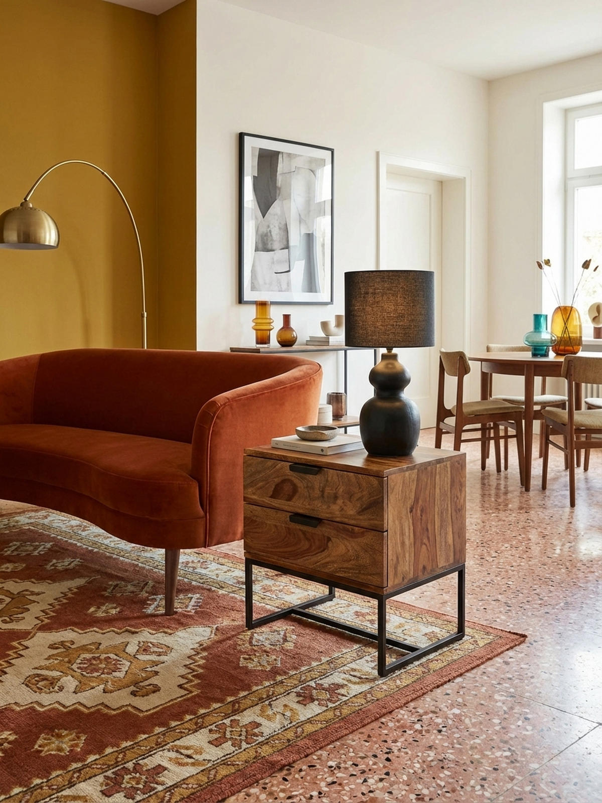 NACHTTISCH – Massivholz/Eisen, 50x40x51 cm, 2 Schubladen, Industrial-Stil - Schwarz/Braun, Holz/Metall (50/51/40cm) - KADIMA DESIGN