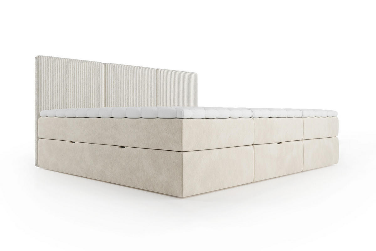 BOXSPRINGBETT Weit 240x200 cm mit Bettkasten – Beige, 3 modulare Segmente - Beige, Textil (240/200cm)