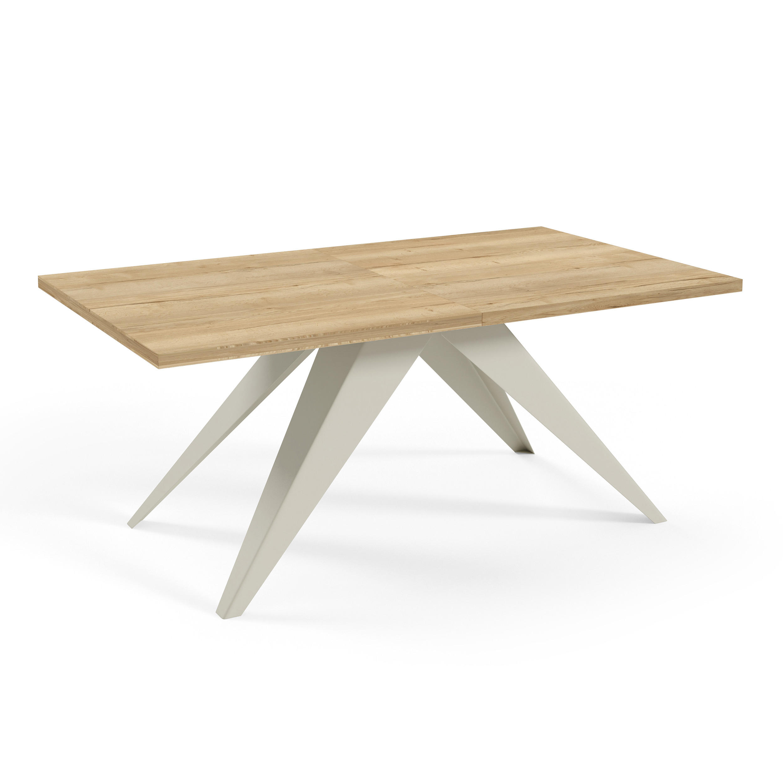 ESSTISCH Vivo, Rechteckiger Tisch mit Ausziehfunktion, 160-260x90 cm, Kaschmir+eiche Halifax - Kaschmir/Eichefarben, Metall (160/90/76cm) - Beautysofa