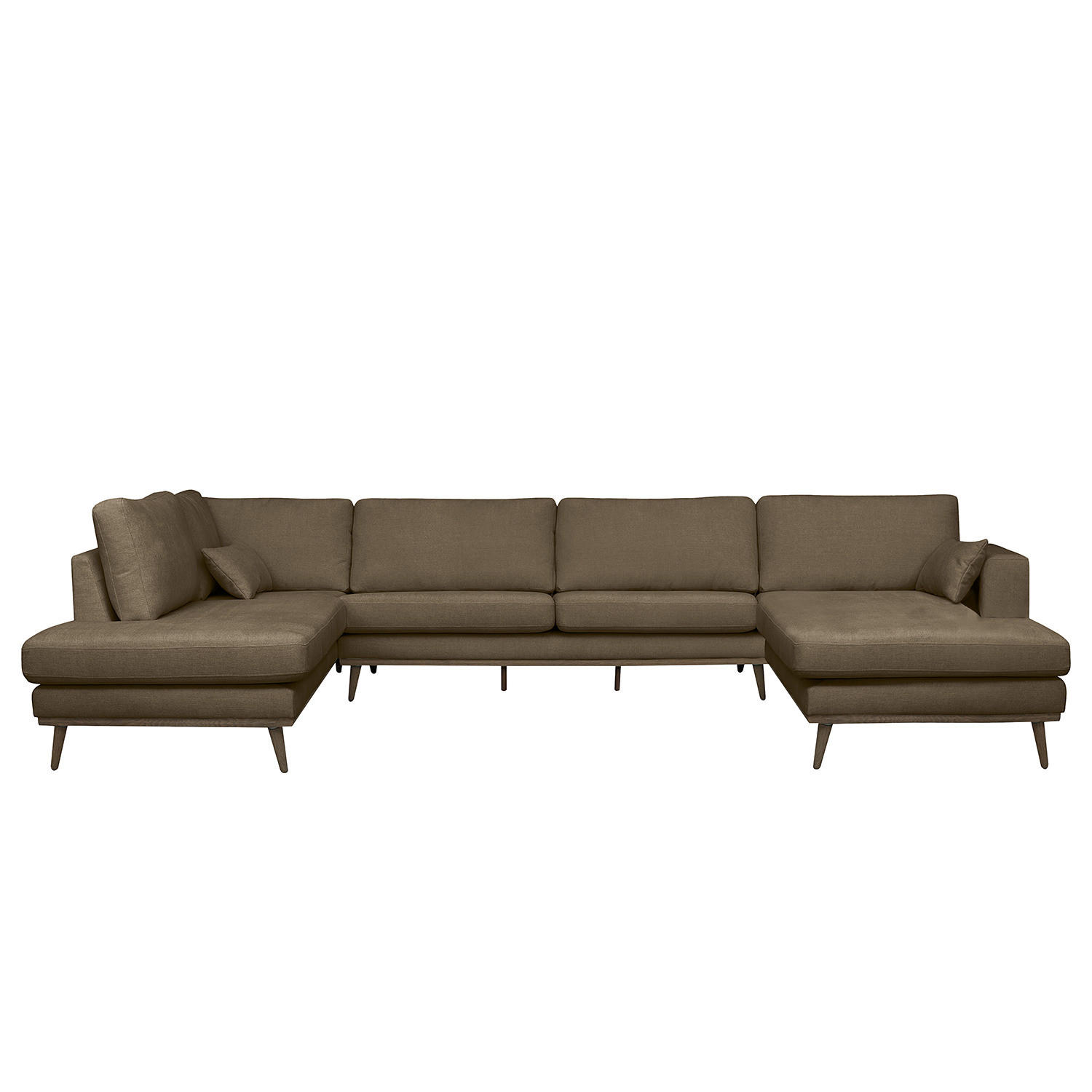 WOHNLANDSCHAFT mit Longchair - Eichefarben/Dunkelbraun, Eichenholz/Textil (371/81/219cm) - home24