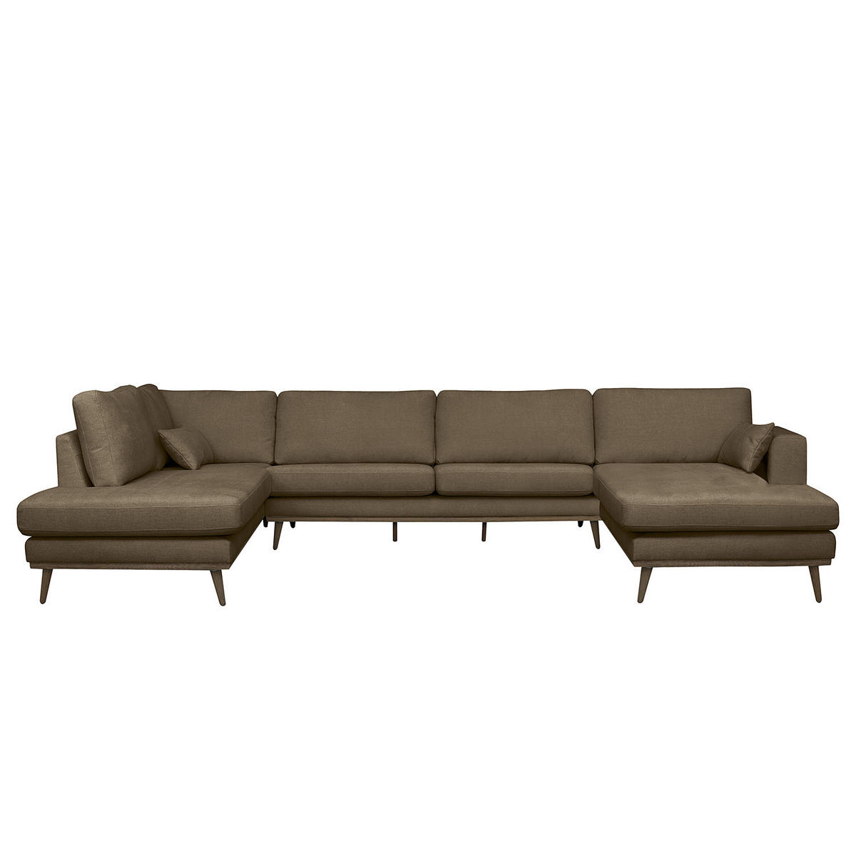 WOHNLANDSCHAFT mit Longchair - Eichefarben/Dunkelbraun, Eichenholz/Textil (371/81/219cm) - home24