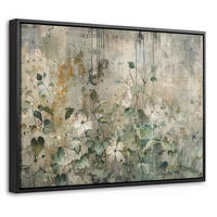 LEINWAND Bilder mit Rahmen - Blumen - Blätter - Abstrakt - Modern - 40x30 - Grau, Textil (40/30cm) - MuchoWow
