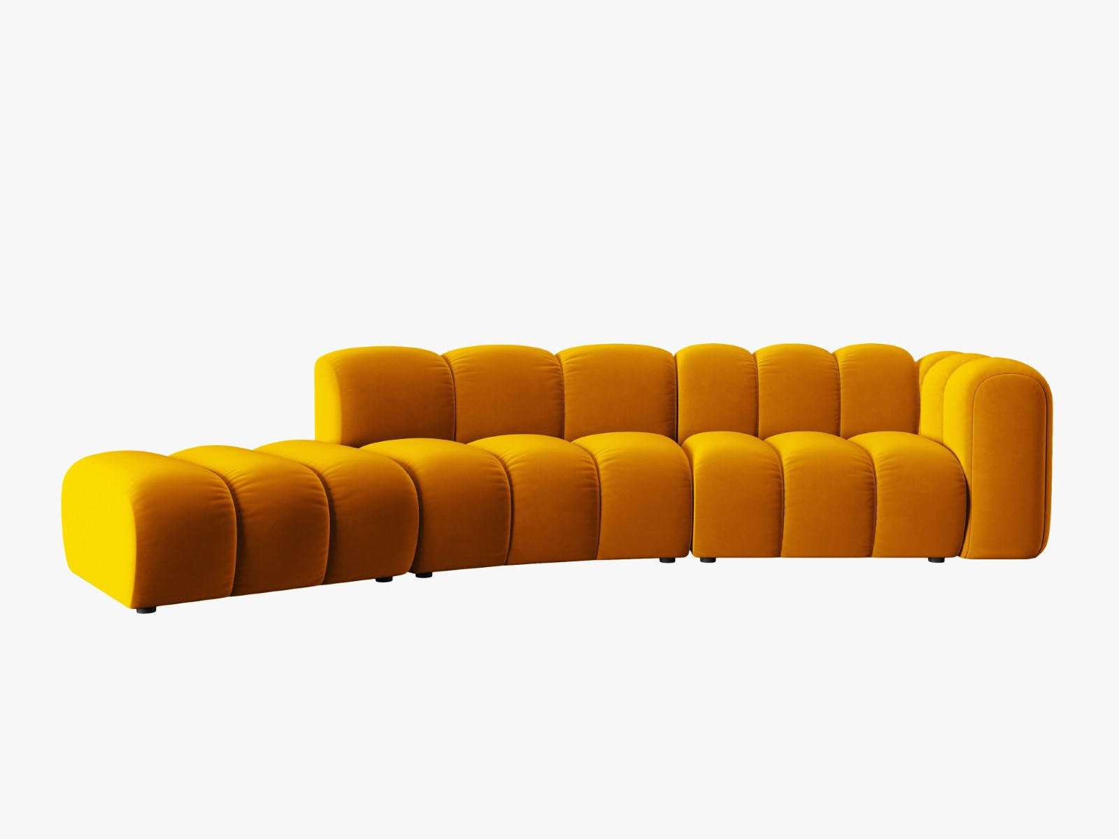 SOFA modular links Lupine aus Samt gelb 5 Sitzplätze - Gelb, Textil (166/70/335cm) - Micadoni